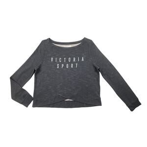 Victoria's Secret Sport Women Activewear Yoga Sweatshirt XS Black Glitter Logo